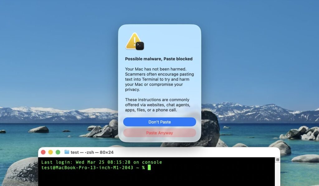Apple adiciona alerta no macOS para bloquear ataques ClickFix.