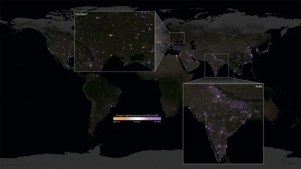 A Terra ficou 16% mais iluminada à noite desde 2014, aponta estudo.
