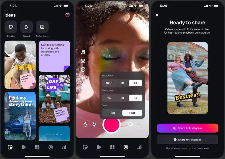 Aplicativo Edits do Instagram completa um ano com mais de 130 atualizações.