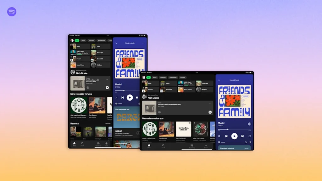 Spotify lança app redesenhado para tablets iPad e Android.